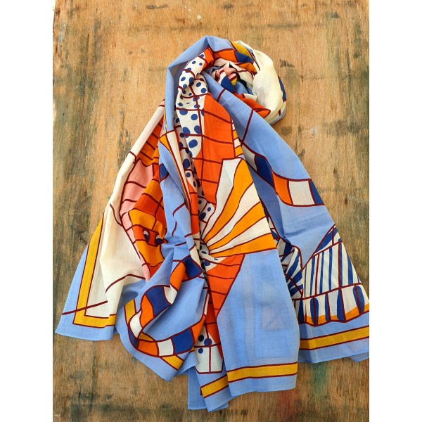 Inoui Editions medvilnės skara CERFS VOLANTS ORANGE